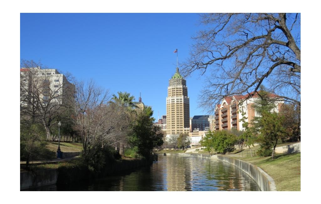 River flowing through the buildings downtown.